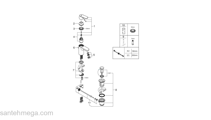 Смеситель для раковины Grohe Eurosmart Cosmopolitan 3282500E. Фото