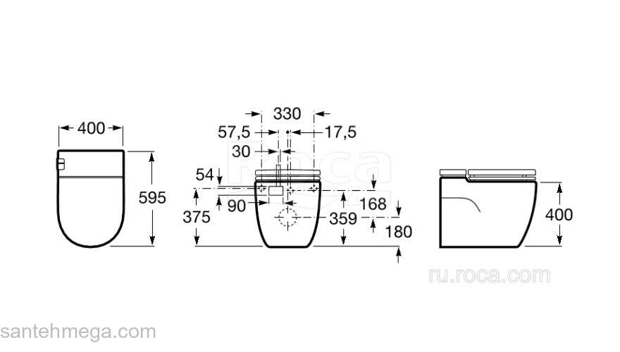 Унитаз подвесной электронный ROCA Meridian In-Tank 893302000. Фото