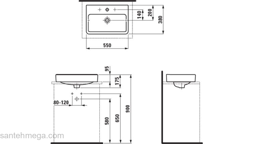 Раковина накладная LAUFEN Pro S 55x38 8.1895.8.000.104.1. Фото
