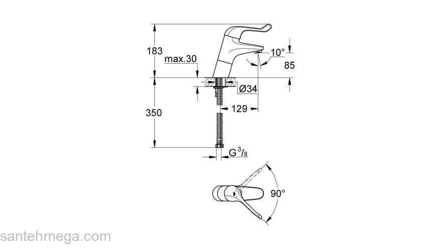 Смеситель для раковины GROHE Euroeco Special 32790000. Фото