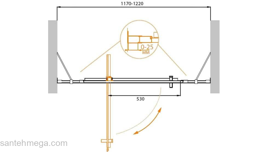 Душевая дверь CEZARES Molveno MOLVENO-BA-12-80+40-C-Cr-IV. Фото