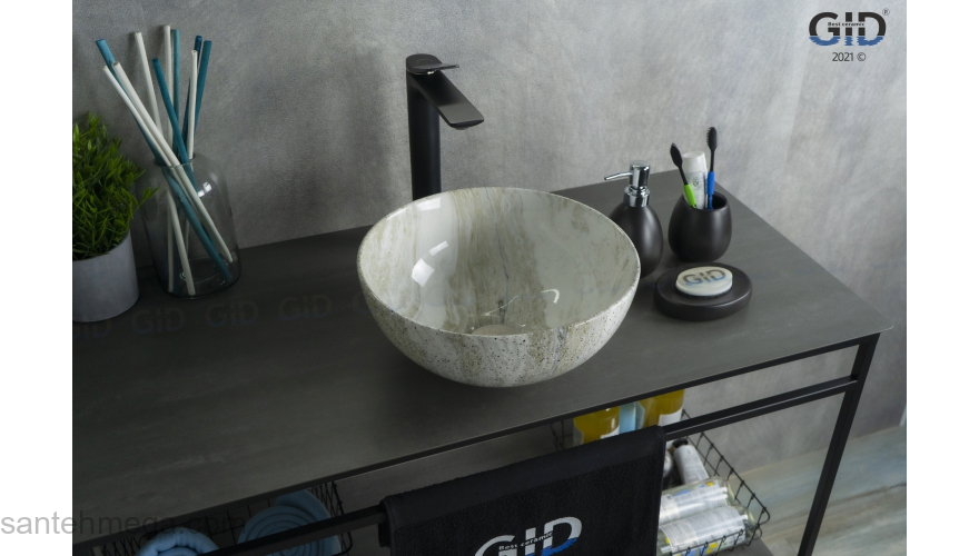 Раковина накладная GID Mnc487 32х32 54435 Под камень. Глянцевый. Фото