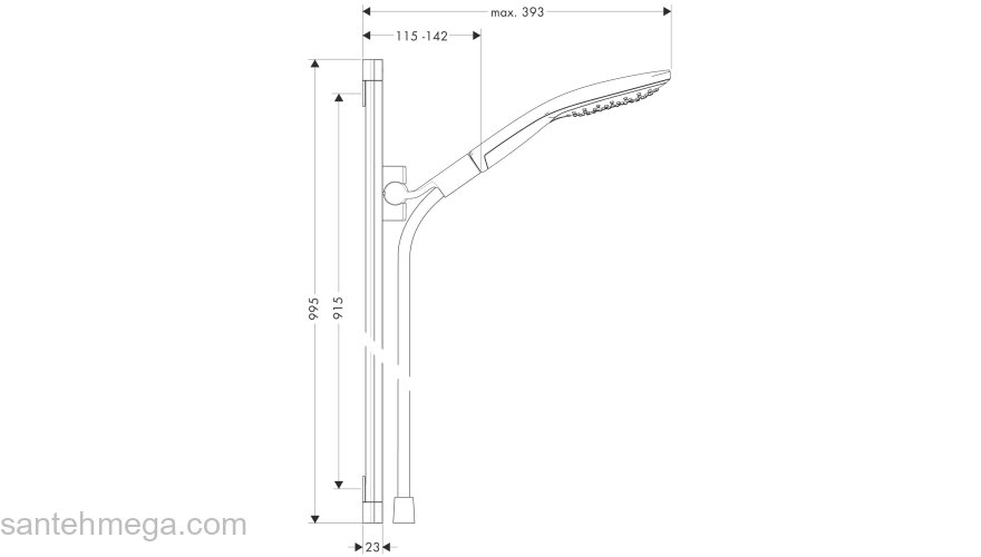 Душевой набор Hansgrohe Raindance Select S 150/Raindance Unica S 26626000, хром. Фото