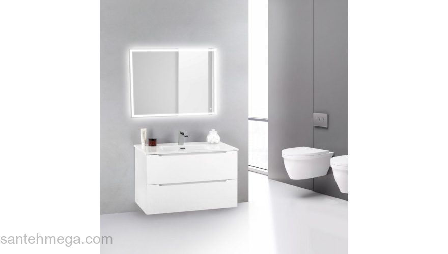 Тумба под раковину подвесная BELBAGNO ETNA39-800/390-2C-SO-BL-P Bianco Lucido. Фото