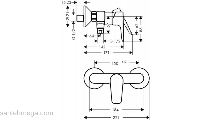 Смеситель для душа Hansgrohe Talis E 71760990. Фото