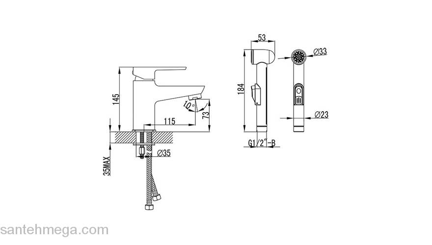 Смеситель для раковины с гигиеническим душем RAVAK BM X070076. Фото