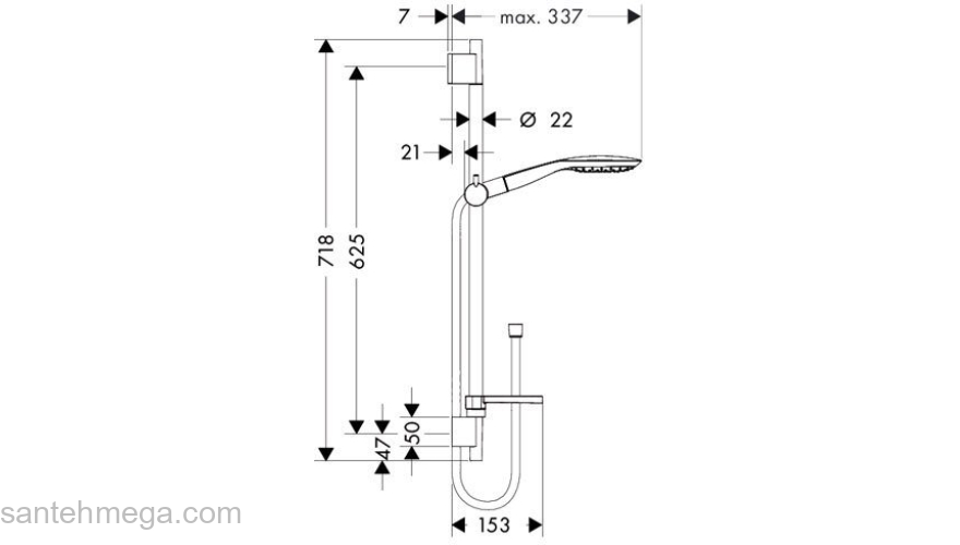 Душевой гарнитур Hansgrohe Raindance Select 150/Unica 27856400. Фото