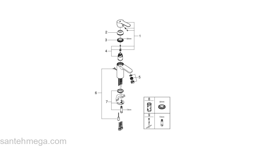 Смеситель для раковины GROHE Eurostyle Cosmopolitan 3355720E. Фото