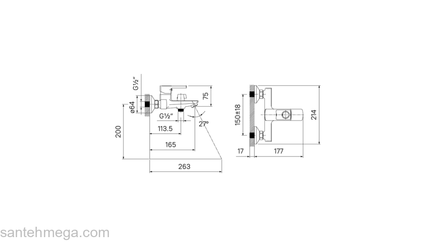 Смеситель для ванны черный матовый Bild IDDIS BILBL00i02WA. Фото