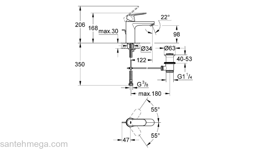 Смеситель для раковины GROHE Eurosmart Cosmopolitan 23325000. Фото