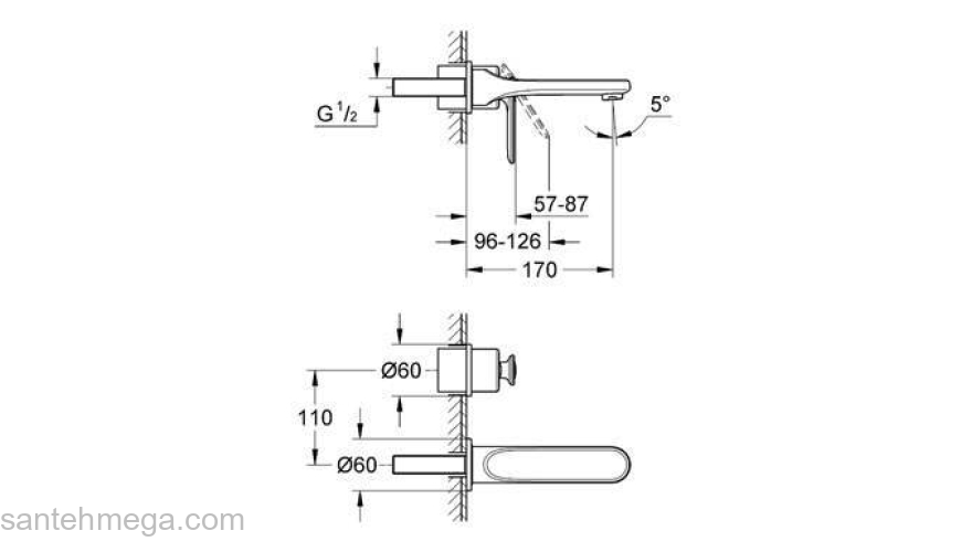 Смеситель для раковины GROHE Veris 19342KS0 (внешняя часть). Фото