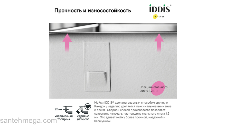 Мойка нерж. сталь универсального монтажа графит 740*440  Edifice IDDIS EDI74G0i77. Фото