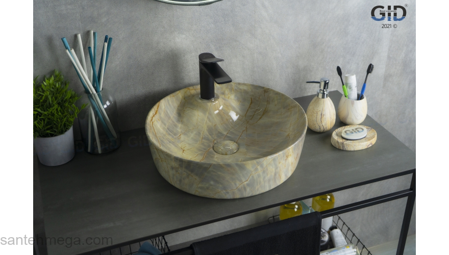 Раковина накладная GID Mnc534 45х45 54443 Под камень. Глянцевый. Фото