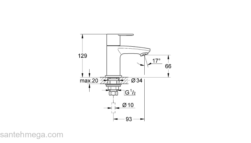 GROHE 23039002 Eurostyle Cosmopolitan Вертикальный вентиль. Фото