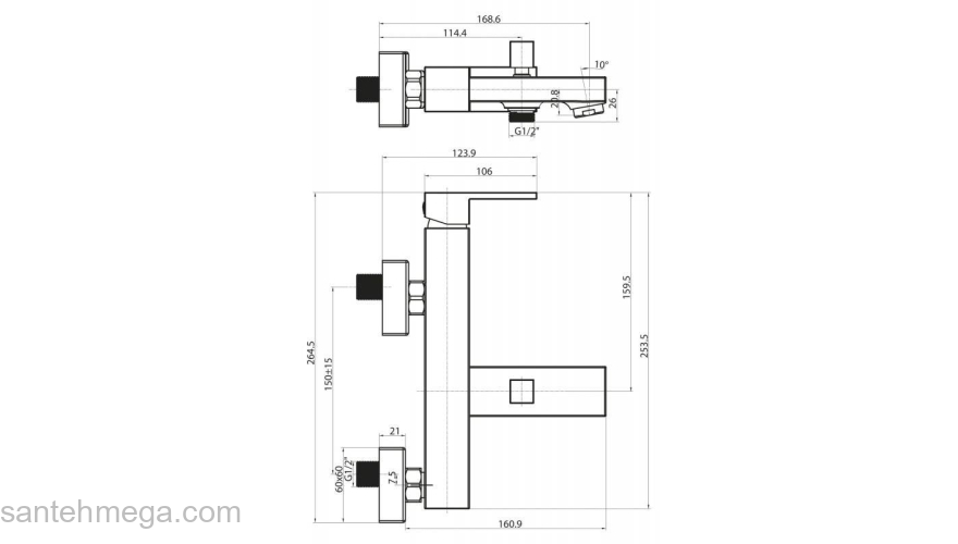 Смеситель для ванны/душа BELBAGNO Magna MAG-VASM-CRM. Фото