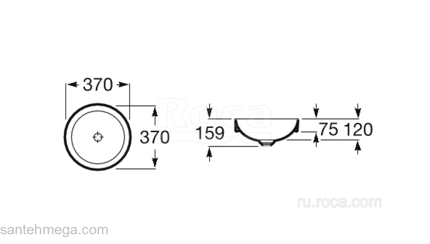 Раковина накладная ROCA Inspira Round WB SI 37x37 32752R000. Фото