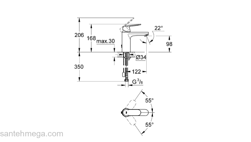 Смеситель для раковины GROHE Eurosmart Cosmopolitan 23326000. Фото