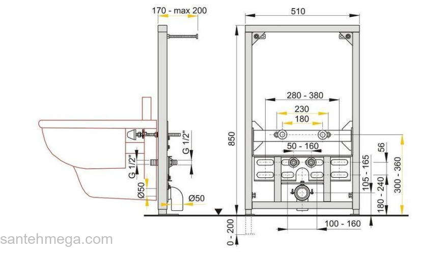 Система инсталляции для биде AlcaPlast A105/850. Фото