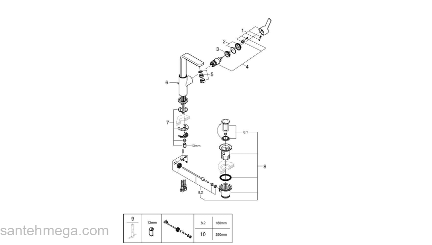 GROHE 23296DC1 Lineare New Смеситель однорычажный для раковины, высокий излив, со сливным гарнитуром. Фото