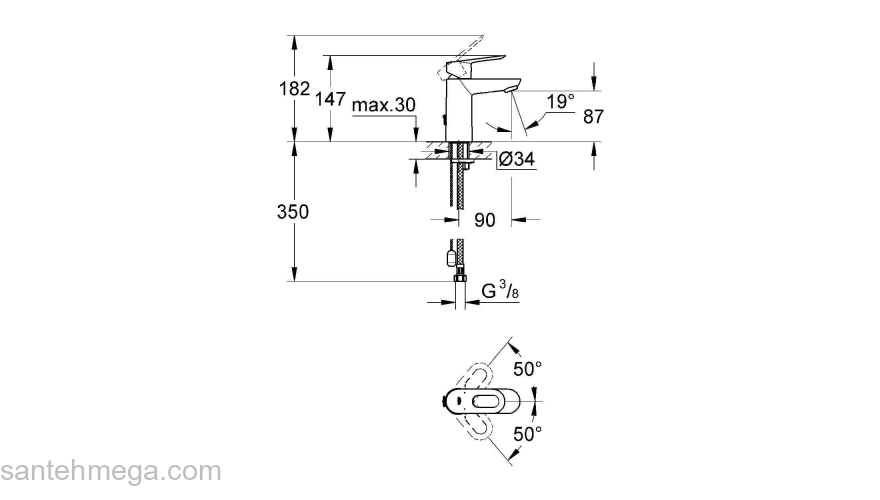 Смеситель для раковины GROHE BauLoop 23336000. Фото