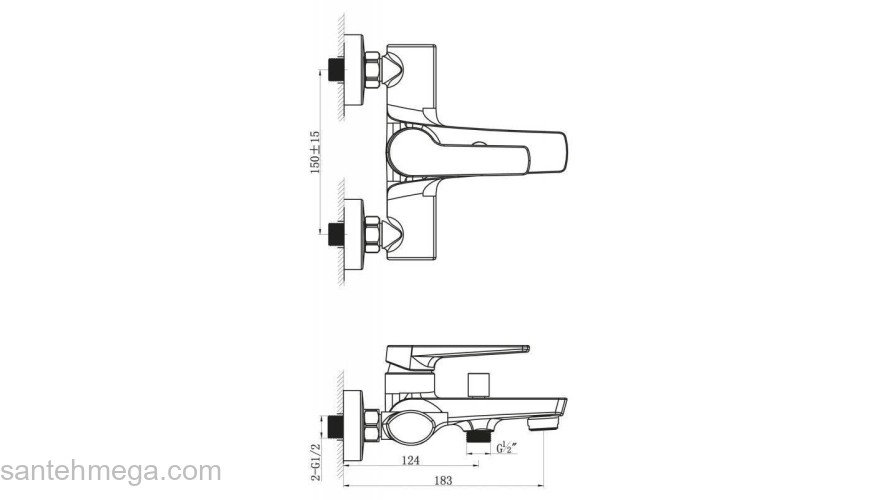 Смеситель для ванны/душа BELBAGNO Carie CAR-VASM-CRM. Фото