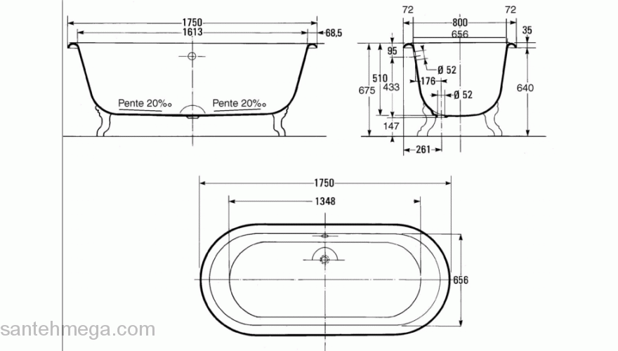 Ванна чугунная JACOB DELAFON Cleo 175х80 E2901N-00. Фото