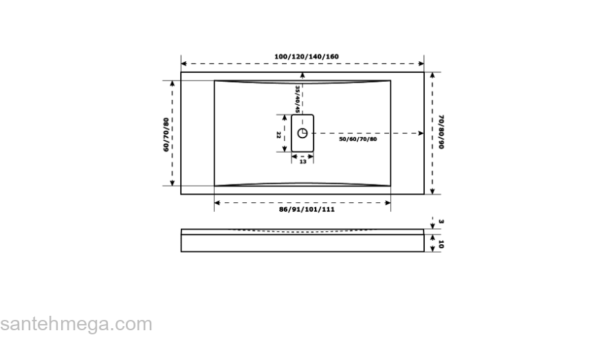 Душевой поддон BAS Flow 100х90 ЛП00124 Черный. Фото