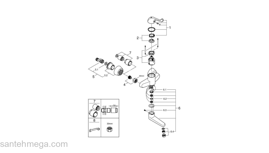 Смеситель для раковины GROHE Euroeco Special 32792000. Фото