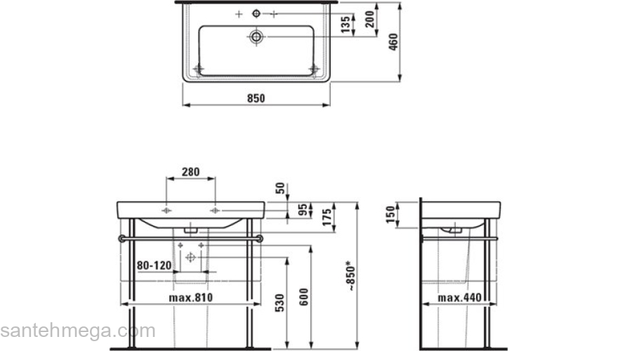 Раковина встраиваемая LAUFEN Pro S 86x46 8.1396.5.000.104.1. Фото