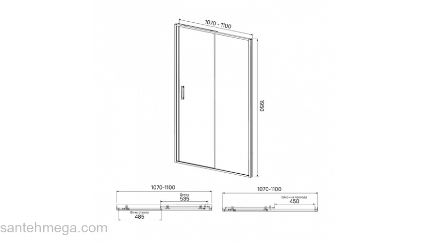 Душевая дверь IDDIS Zodiac 110х195 ZOD6CS1i69. Фото