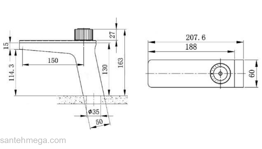 Смеситель для умывальника кнопочный с камнем BLACK & WHITE Universe U7510. Фото