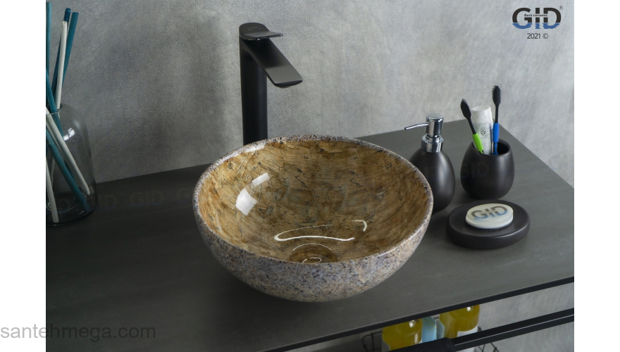 Раковина накладная GID Mnc489 32х32 54437 Под камень. Глянцевый. Фото