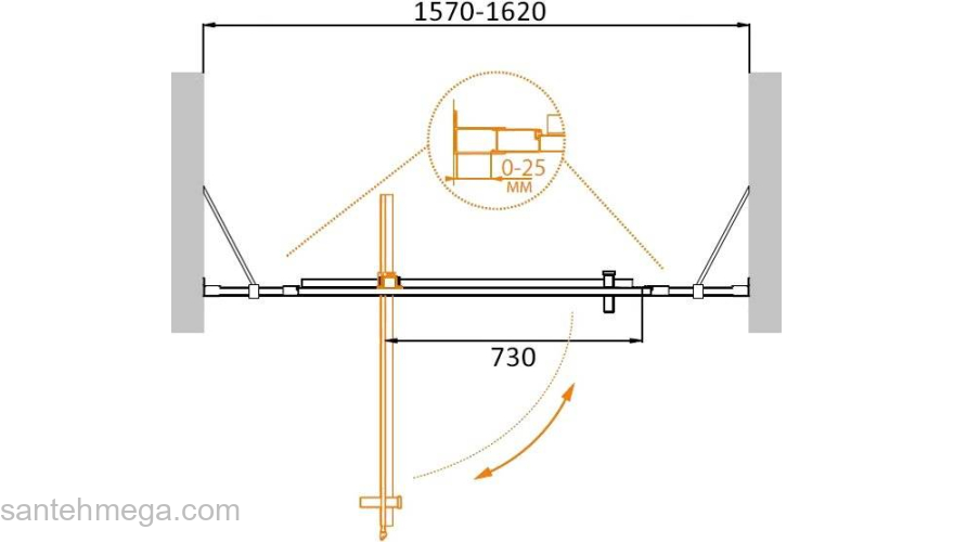 Душевая дверь CEZARES Molveno MOLVENO-BA-12-100+60-C-Cr-IV. Фото