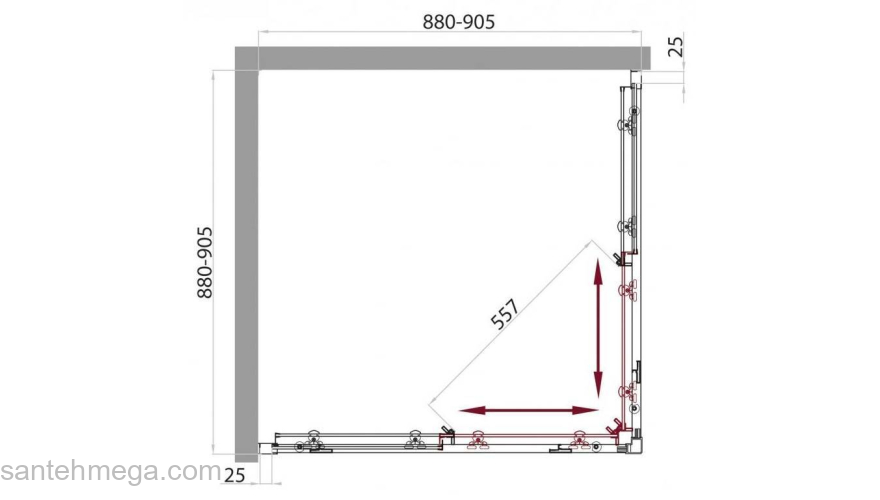 Душевой угол BELBAGNO Sela SELA-A-2-90-Ch-Cr. Фото