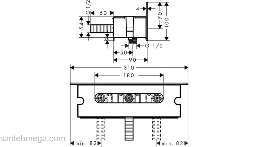 Шланговое подсоединение Hansgrohe Fixfit Porter 300 белый/хром 26456400. Фото