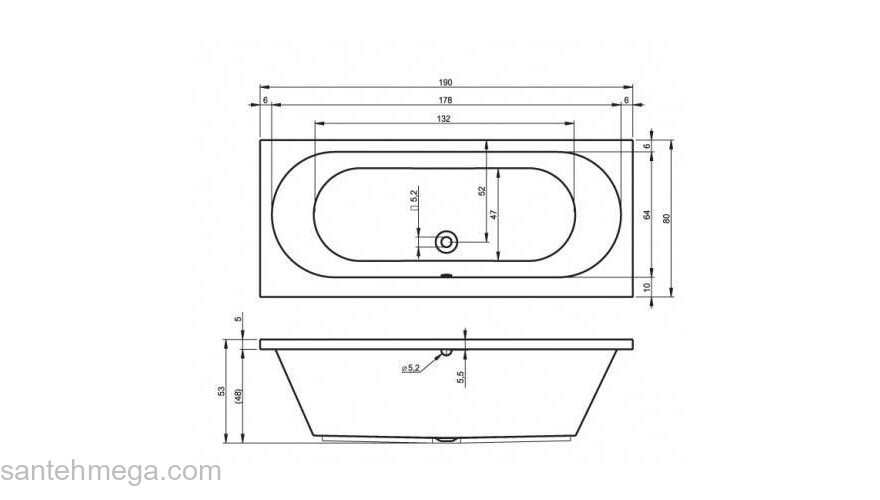 Ванна акриловая RIHO Carolina 190х80 BB55005. Фото