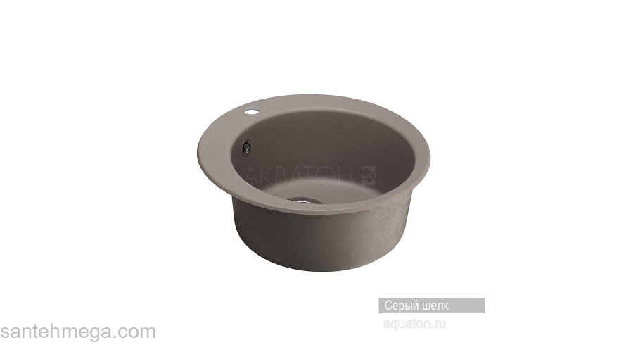 Мойка для кухни Акватон Иверия круглая серый шелк 1A711032IV250. Фото
