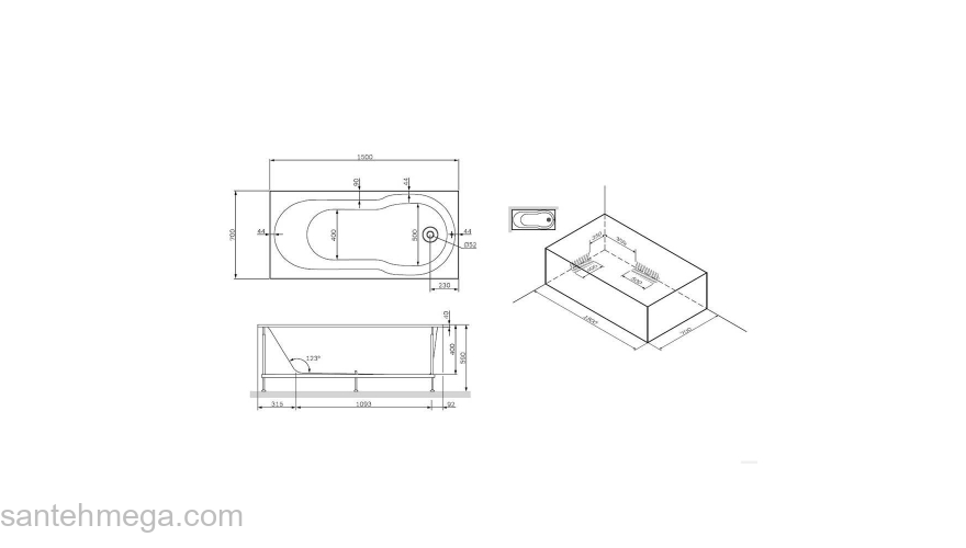 Каркас для ванны 150х70 см AM.PM X-Joy W88A-150-070W-R. Фото