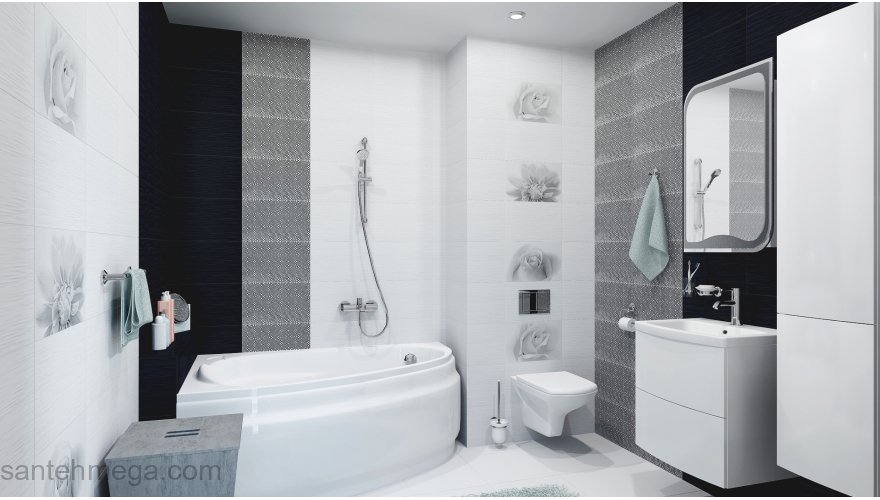 Unitile 010301001887 Декор Камелия 250х400 чёрный 04