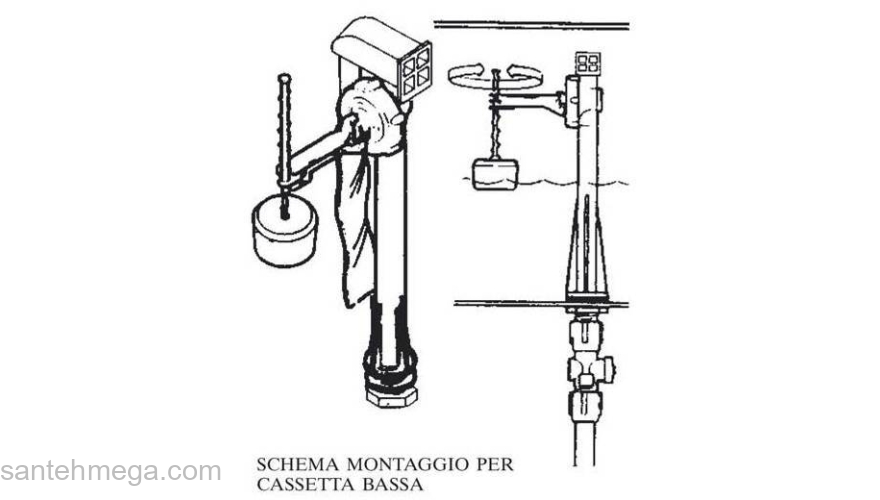Механизм слива для низкого бачка Devon&Devon Blues IBBATTBLU. Фото