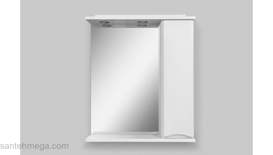 Зеркальный шкаф с подсветкой 65 см, правый, белый глянец AM.PM Like M80MPR0651WG. Фото