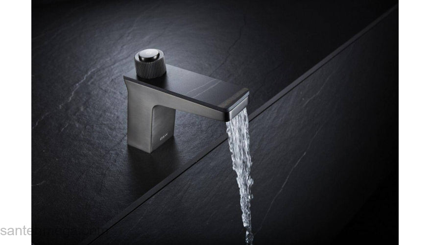 Смеситель для умывальника кнопочный с камнем BLACK & WHITE Universe U7510. Фото