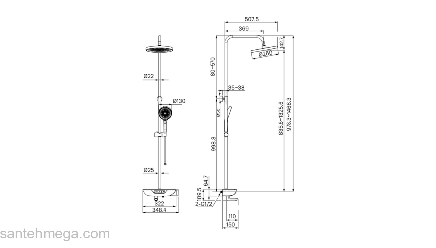 Смеситель для ванны с верхним душем SpaHome IDDIS SPASBBTi06. Фото