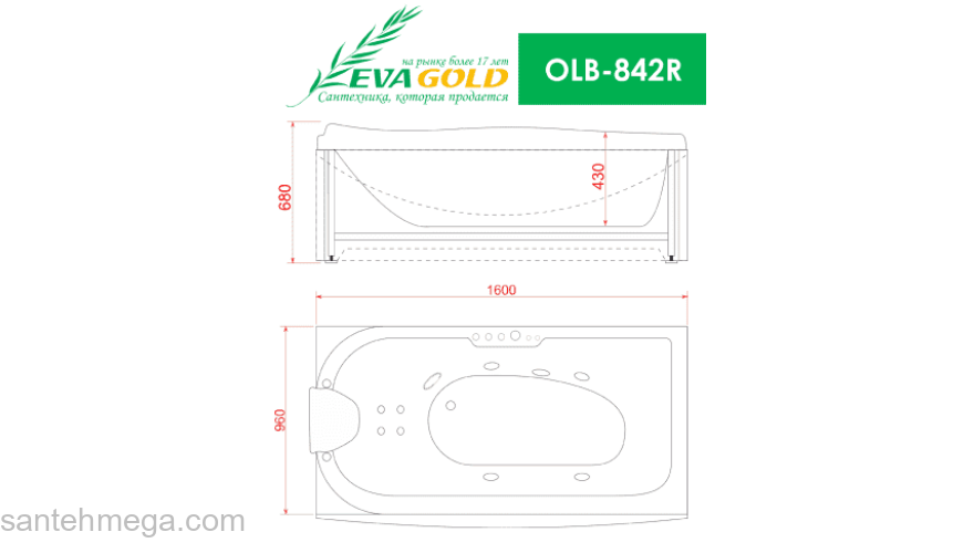 Ванна гидромассажная EVA GOLD OLB-842R. Фото
