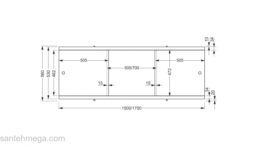 CERSANIT Панель для акриловых ванн UNIVERSAL 170 Type Click PA-TYPE3*170. Фото