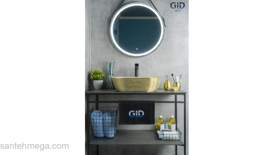 Раковина накладная GID D1302h130 50х40 53325 Белый / Золото. Фото
