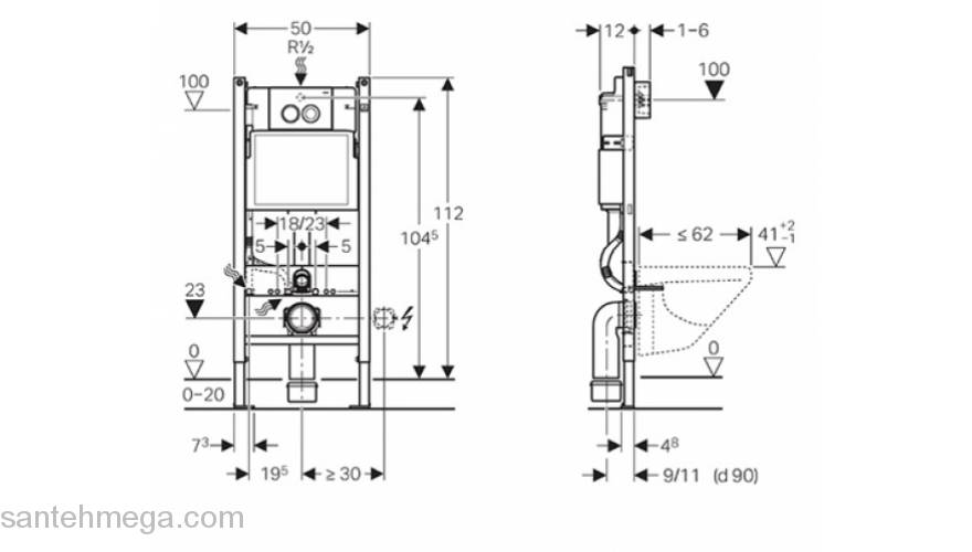 Инсталляция для подвесного унитаза GEBERIT Duofix 458.121.21.1. Фото