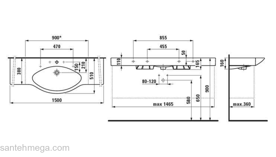 Раковина подвесная LAUFEN Palace New 150х51 8.1170.6.000.104.1. Фото