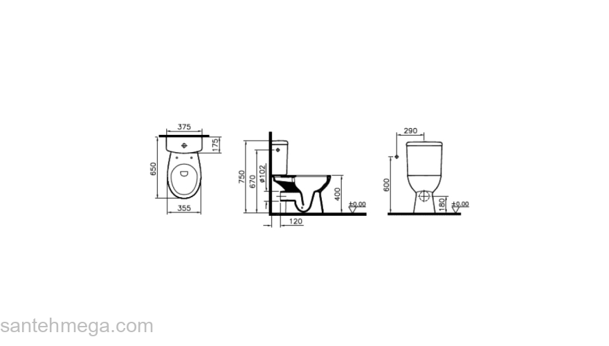 Унитаз-компакт безободковый Vitra S10 SmoothFlush 9864B003-7201. Фото