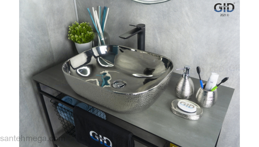 Раковина накладная GID D1302h009 50х40 53304 Хром. Фото